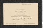 Nachlass Franz Steindachner, Visitenkarte von Leo Weiss an Franz Steindachner, Inv.Nr. 583.01, Seite 1